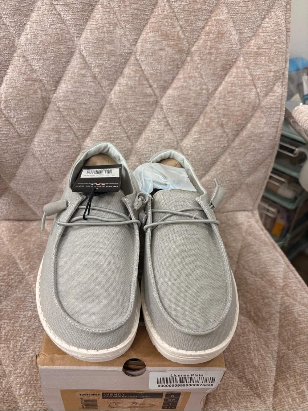 Hey Dude Wendy Chambray Light Grey Slip-On Loafers